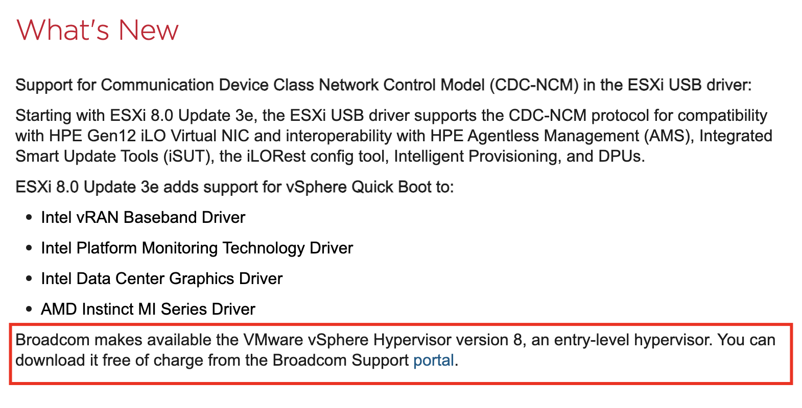Broadcom вернула бесплатную версию VMware ESXi: что изменилось в обновлении 8.0 Update 3e