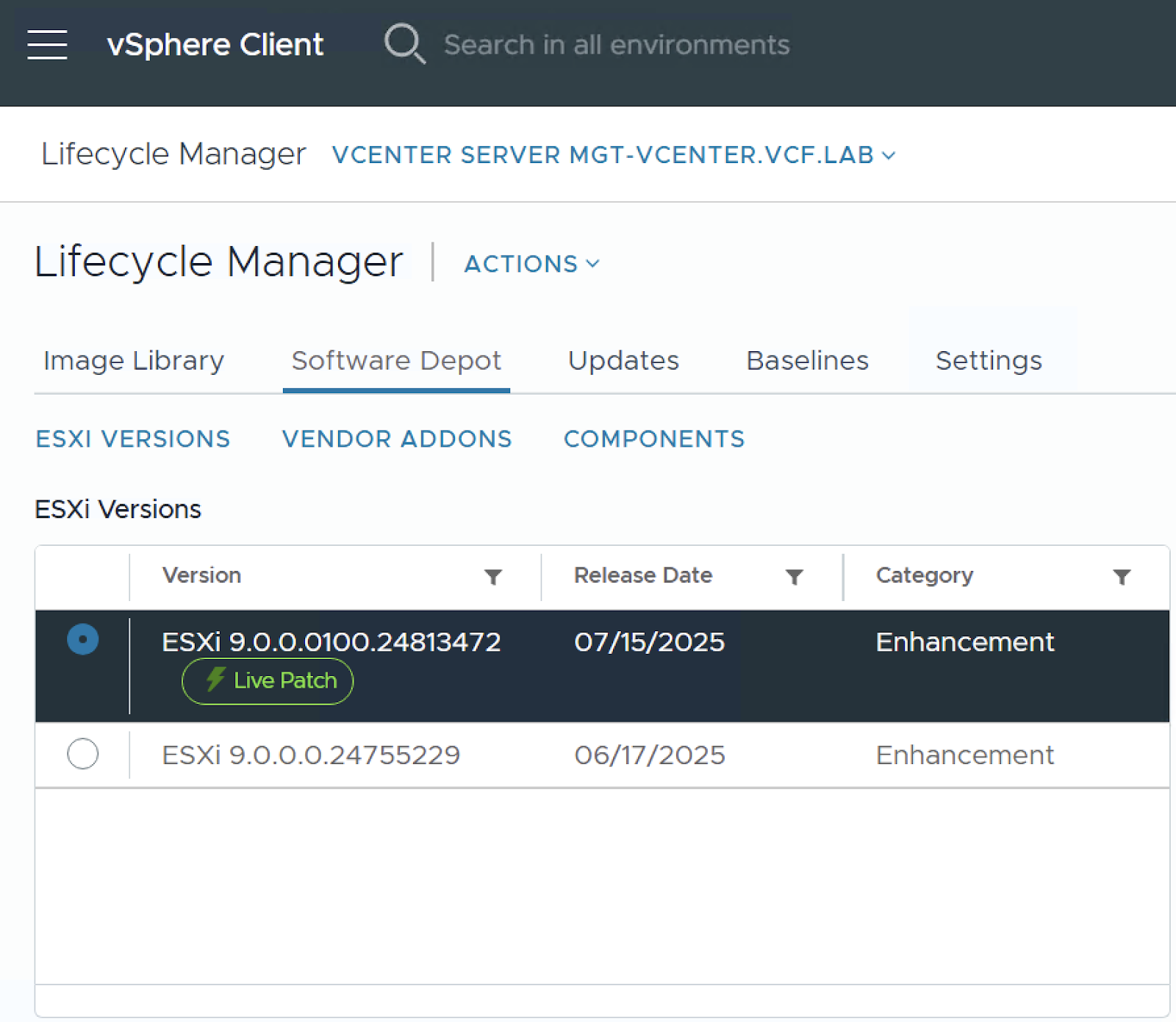 Live Patch становится ещё лучше в vSphere с VMware Cloud Foundation 9.0.
